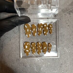 Brown and White Cow Print Press-On Nails